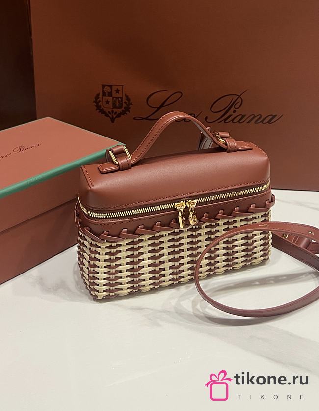 Loro Piana Extra Pocket L19 East West Wicker Rattan Red - 19x12x7cm - 1