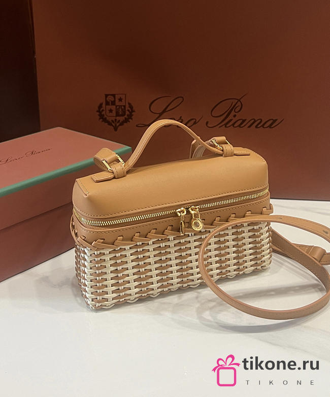 Loro Piana Extra Pocket L19 East West Wicker Rattan Brown - 19x12x7cm - 1