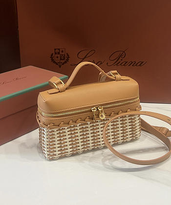 Loro Piana Extra Pocket L19 East West Wicker Rattan Brown - 19x12x7cm