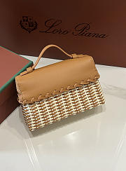 Loro Piana Extra Pocket L19 East West Wicker Rattan Brown - 19x12x7cm - 3