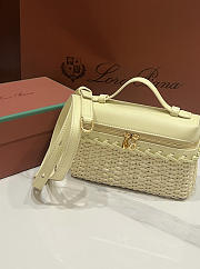 Loro Piana Extra Pocket L19 East West Wicker Rattan Cream - 19x12x7cm - 6