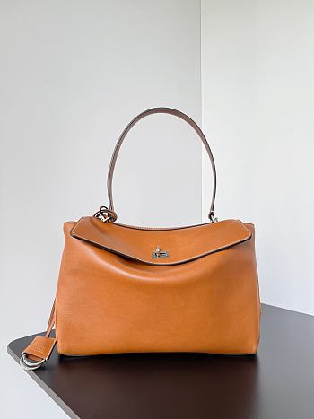 Balenciaga Rodeo Handbag Medium in Tan Cowboy Vegetal Lambskin Aged Silver Hardware - 35x23x11cm