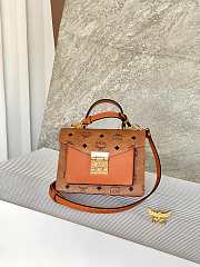 MCM Small Tracy Satchel in Visetos Cognac - 21x8x17cm - 6