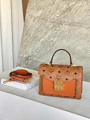 MCM Small Tracy Satchel in Visetos Cognac - 21x8x17cm - 5