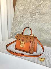 MCM Small Tracy Satchel in Visetos Cognac - 21x8x17cm - 3