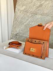 MCM Small Tracy Satchel in Visetos Cognac - 21x8x17cm - 2