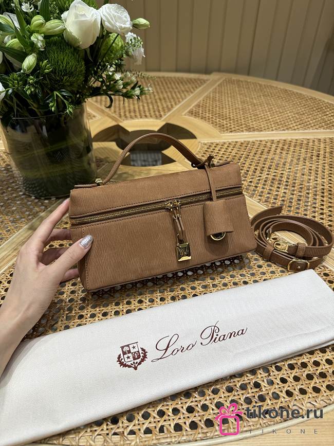 Loro Piana Extra Pocket L23 Nubuk Calfskin Brown - 23x12x7cm - 1