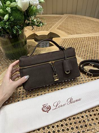 Loro Piana Extra Pocket L23 Nubuk Calfskin Chocolate - 23x12x7cm
