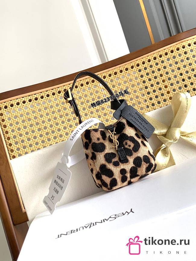 YSL Le 5 À 7 Supple Micro Bag in Pony Hair Leather Brown and Black - 9x8x5cm - 1