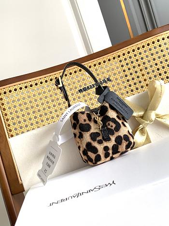 YSL Le 5 À 7 Supple Micro Bag in Pony Hair Leather Brown and Black - 9x8x5cm