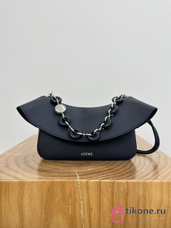 Loewe Medium Ola Bag in Smooth Calfskin Blue - 26x18x13cm - 1