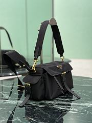 Prada Explore Medium Re-nylon Shoulder Bag With Flap Black 1BD394 - 30x14x10cm - 4