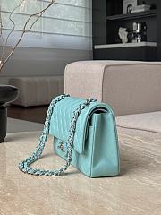 Chanel Classic Baby Blue Lamskin Silver Hardware Bag - 15.5×25.5×6.5cm - 2