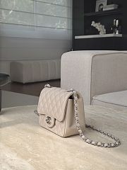 Chanel Classic Flap Light Beige Silver Hardware - 13.5x17x8cm - 2