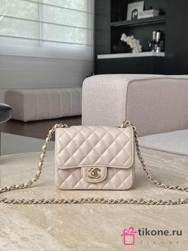 Chanel Classic Flap Light Beige Light Gold Hardware - 13.5x17x8cm - 1