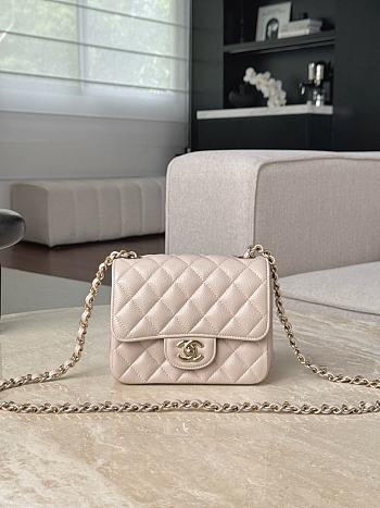Chanel Classic Flap Light Beige Light Gold Hardware - 13.5x17x8cm