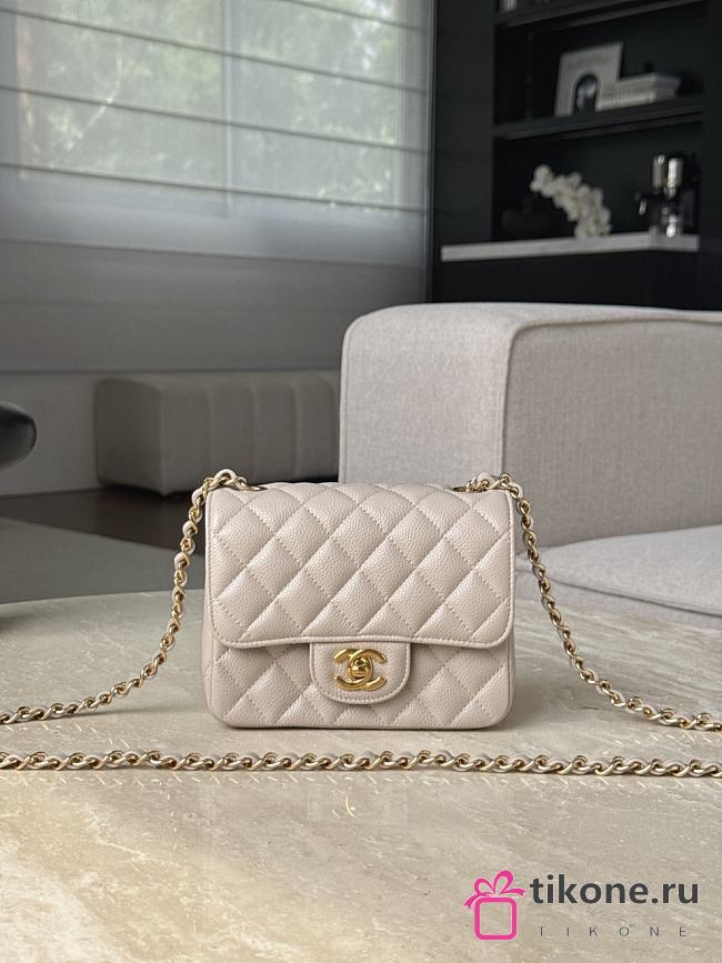 Chanel Classic Flap Light Beige Gold Hardware - 13.5x17x8cm - 1