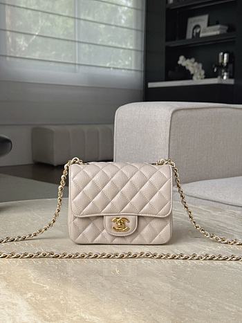 Chanel Classic Flap Light Beige Gold Hardware - 13.5x17x8cm