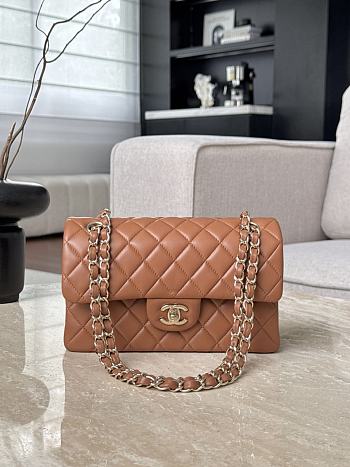 Chanel Classic Caramel Lamskin Light Gold Hardware Bag - 14.5x23x6cm