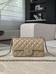 Chanel Classic Milk Tea Caviar Silver Hardware Bag - 12x20x6cm - 1