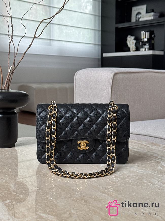 Chanel Classic Black Caviar Gold Hardware Bag - 12x20x6cm - 1