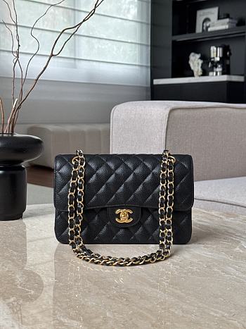 Chanel Classic Black Caviar Gold Hardware Bag - 12x20x6cm