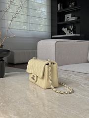Chanel Classic Light Yellow Caviar Silver Hardware Bag - 12x20x6cm - 3