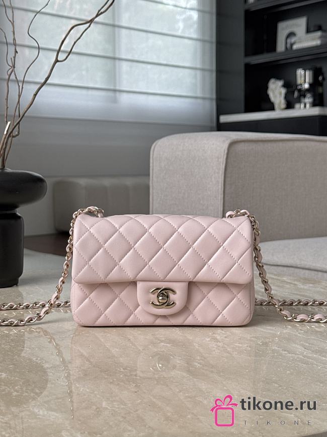 Chanel Classic Light Pink Caviar Silver Hardware Bag - 12x20x6cm - 1