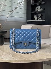 Chanel Jumbo Quilted Lambskin Blue Silver Hardware - 19.5x30x10cm - 2