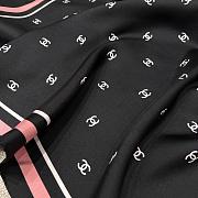 Chanel Square Scarf Jacquard Silk Twill Black Ecru & Pink - 90x90cm - 2