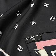 Chanel Square Scarf Jacquard Silk Twill Black Ecru & Pink - 90x90cm - 3