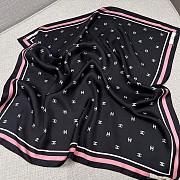 Chanel Square Scarf Jacquard Silk Twill Black Ecru & Pink - 90x90cm - 6