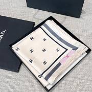 Chanel Square Scarf Jacquard Silk Twill White Ecru - 90x90cm - 6