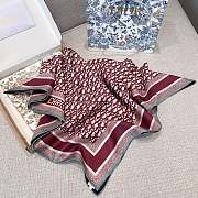 Dior Oblique Diortwin 90 Square Scarf Rose des Vents and Gray Silk Twill - 90x90cm - 2