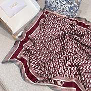 Dior Oblique Diortwin 90 Square Scarf Rose des Vents and Gray Silk Twill - 90x90cm - 6
