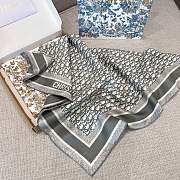 Dior Oblique Diortwin 90 Square Scarf Gray and Navy Blue Silk Twill - 90x90cm - 2