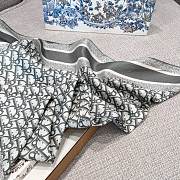 Dior Oblique Diortwin 90 Square Scarf Gray and Navy Blue Silk Twill - 90x90cm - 6