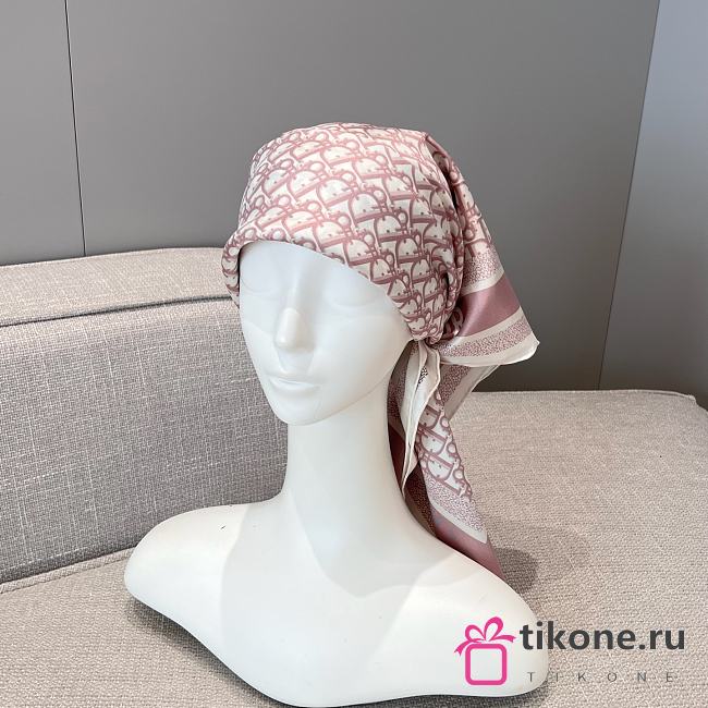 Dior Oblique Diortwin 90 Square Scarf Pink and Gray Silk Twill - 90x90cm - 1
