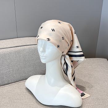 Chanel Square Scarf Jacquard Silk Twill White Ecru - 90x90cm