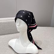 Chanel Square Scarf Jacquard Silk Twill Black Ecru & Pink - 90x90cm - 1