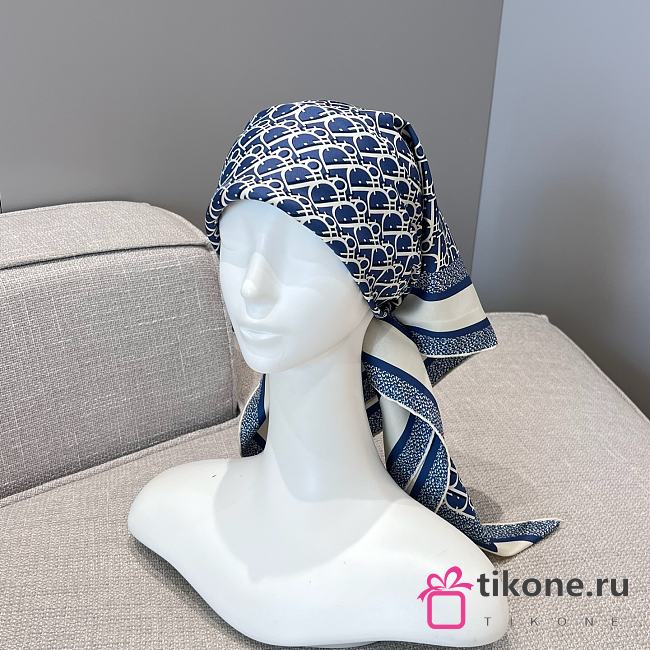 Dior Oblique 90 Square Scarf Blue Silk Twill - 90x90cm - 1