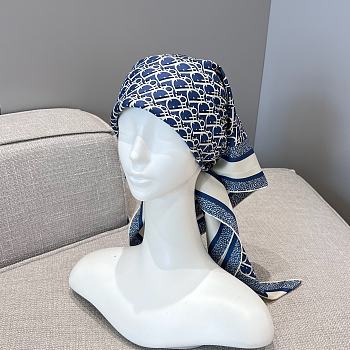 Dior Oblique 90 Square Scarf Blue Silk Twill - 90x90cm