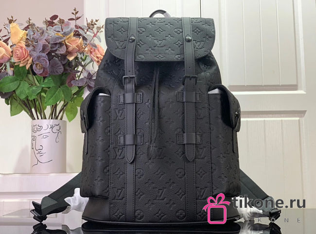 LV Backpack Christopher MM Monogram Taurillon Leather LG G90 Black M55699 - 38x44x12.5cm - 1