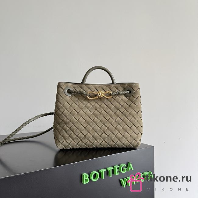 Bottega Veneta Small Andiamo Intrecciato Suede Cypress - 25x20x10cm - 1