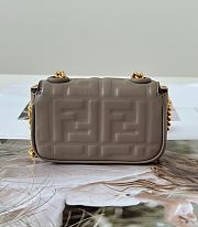 Fendi Baguette NM Bag Zucca Embossed Leather Nano Elephent Gray - 11x3x7cm - 5