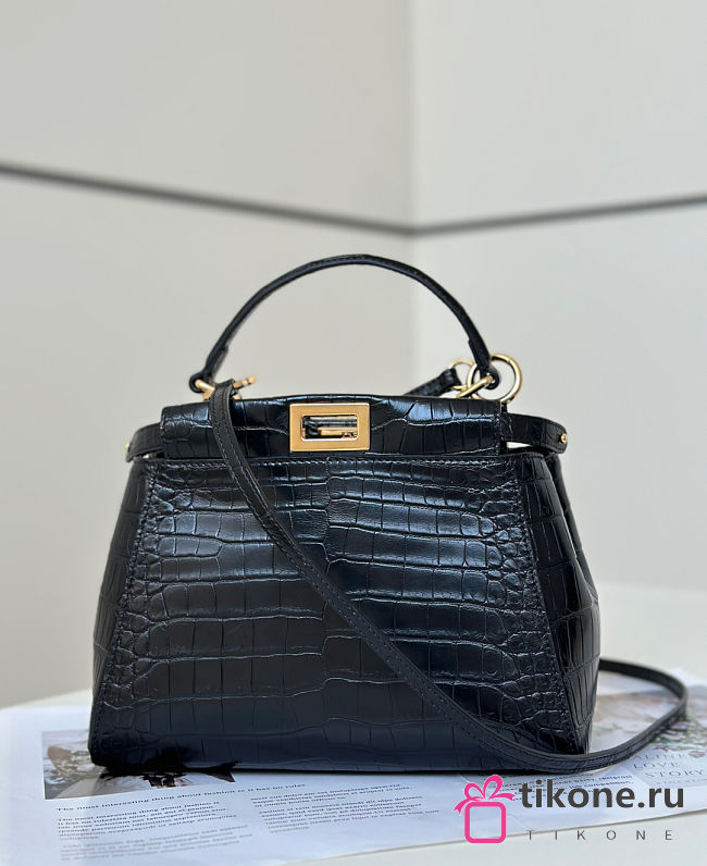 Fendi Peekaboo Mini Black Crocodile Leather Bag - 23x18x11cm - 1