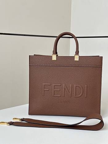 Fendi Sunshine Medium Brown Leather Shopper - 35x31x17cm