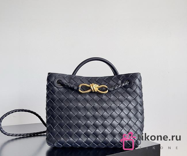 Bottega Veneta Small Andiamo Intrecciato Navy Blue - 25x20x10cm - 1