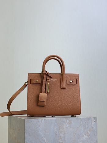 YSL Nano Sac De Jour In Grained Leather Brown - 22x18x10.5cm