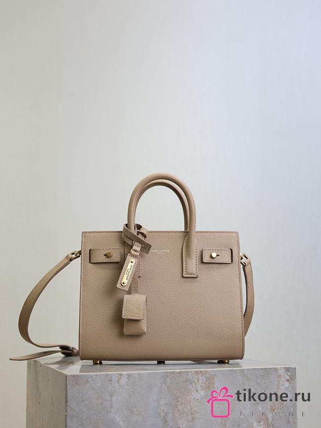 YSL Nano Sac De Jour In Grained Leather Beige - 22x18x10.5cm - 1